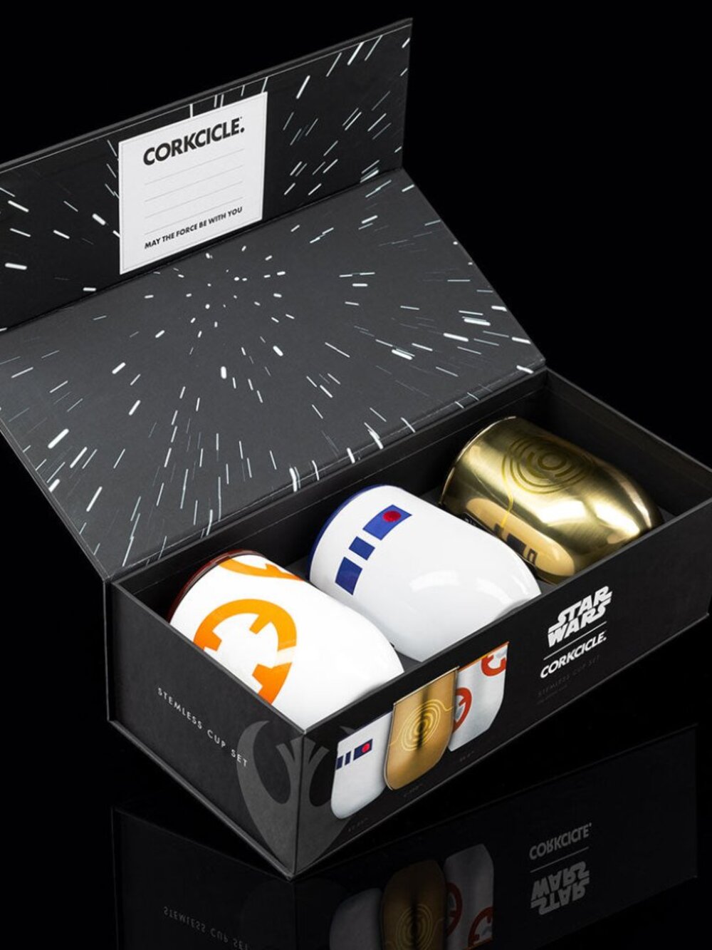 NIB CORKCICLE Droid STAR WARS Stemless Cups Set